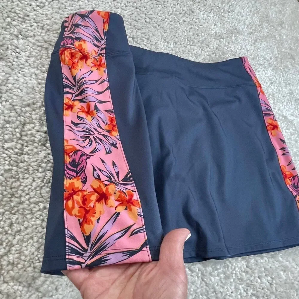 Tommy Bahama Golf Tennis Pickleball Skort Blue Pink Floral Panel